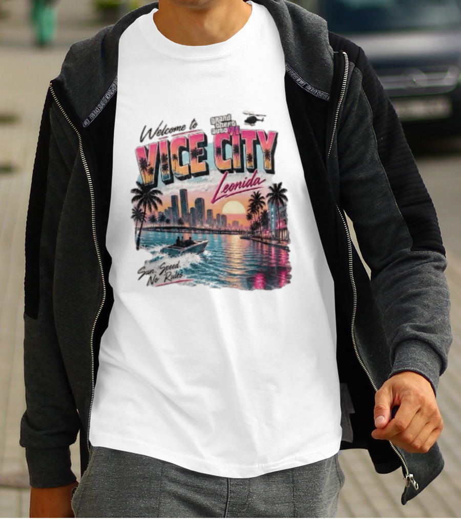 Welcome To Vice City GTA VI Sun Speed No Rules Leonida T-Shirt