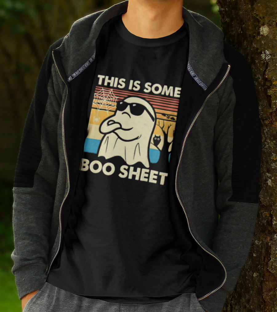 This Is Some Boo Sheet Sunset Ghost Sunglasses Tree T-Shirt
