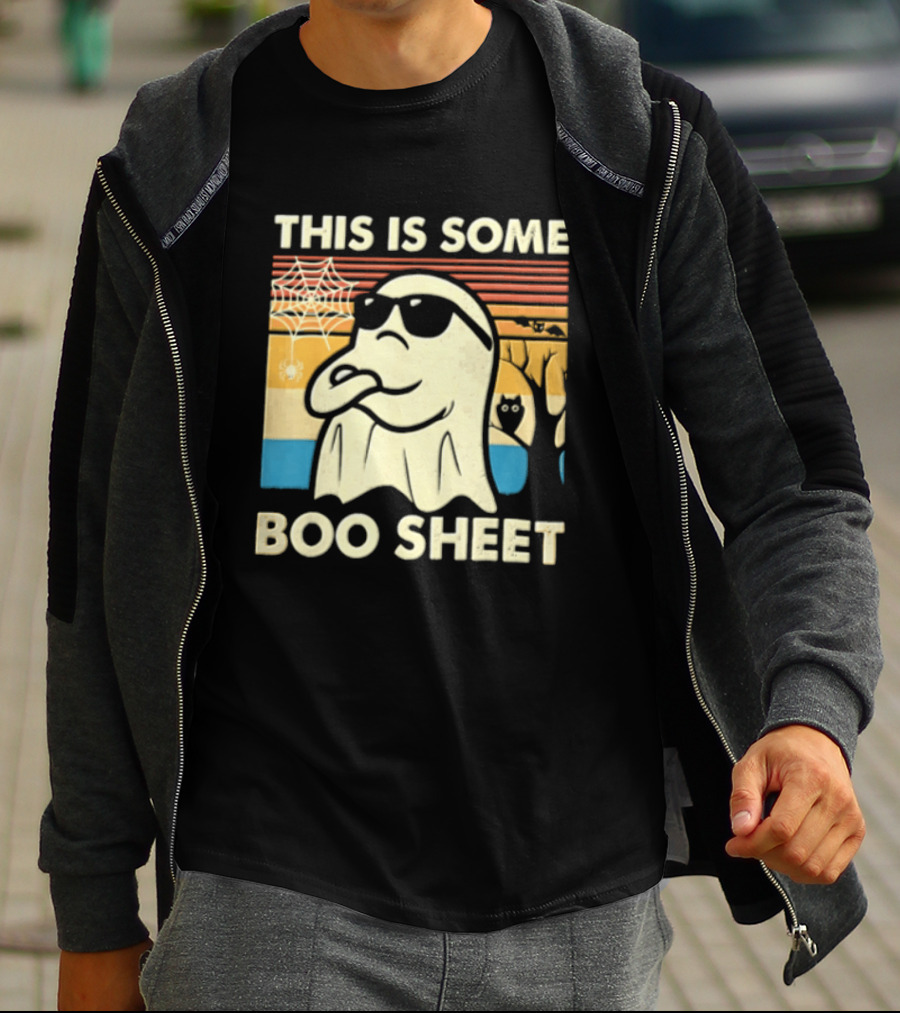 This Is Some Boo Sheet Sunset Ghost Sunglasses Tree T-Shirt