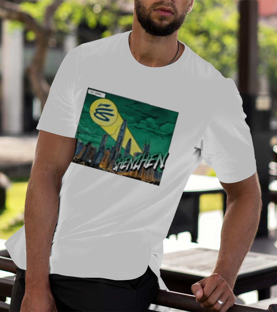 Stephen Curry Li Ning X Curry China Tour Shenzhen City Skyline Spotlight T-Shirt