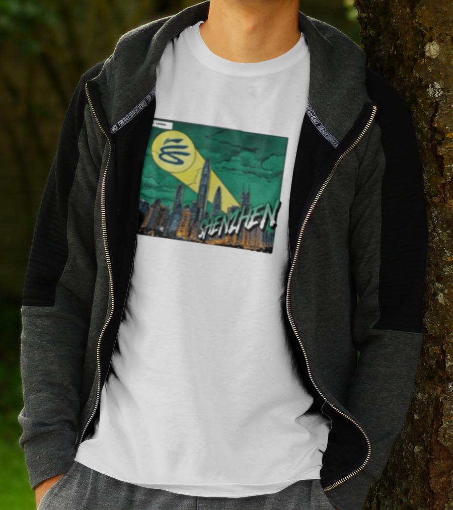 Stephen Curry Li Ning X Curry China Tour Shenzhen City Skyline Spotlight T-Shirt