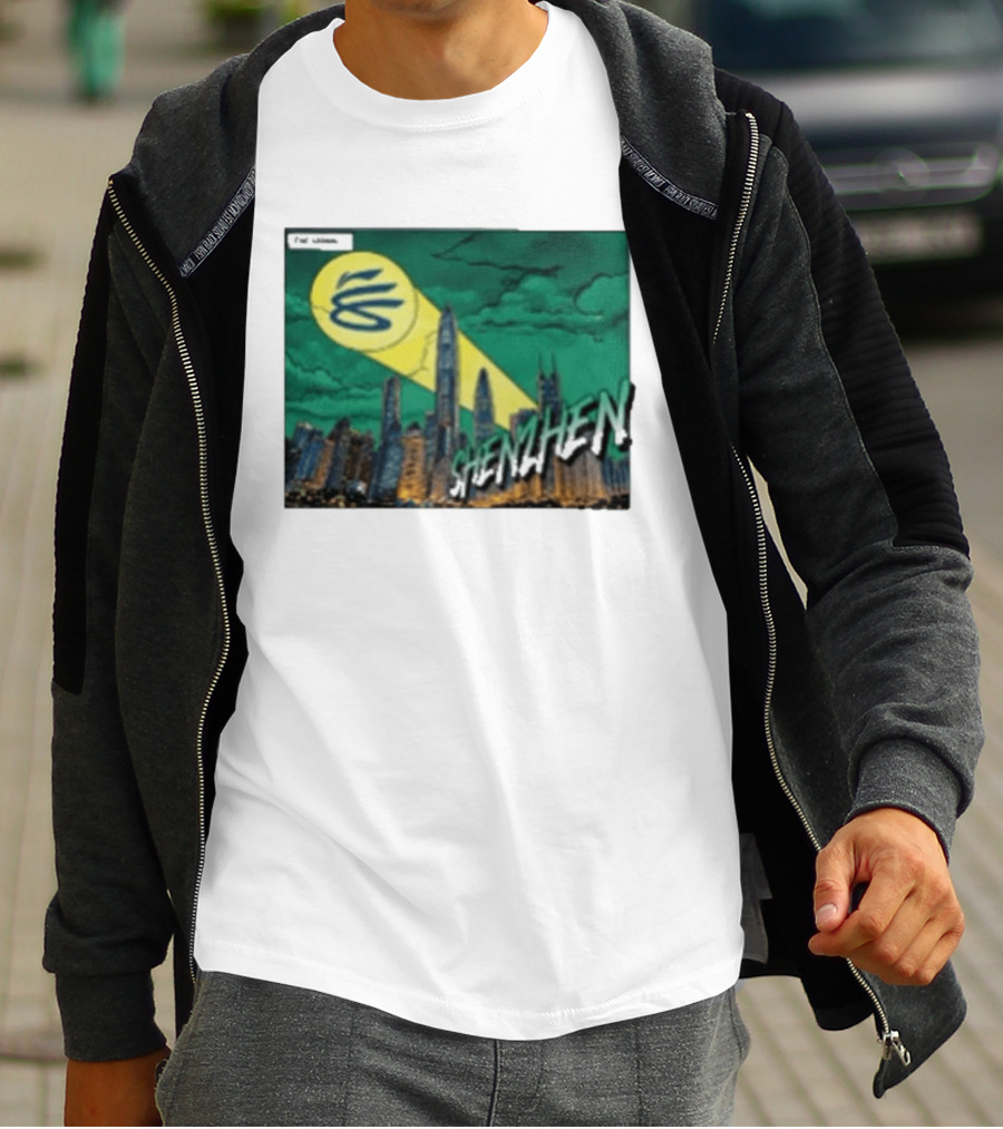 Stephen Curry Li Ning X Curry China Tour Shenzhen City Skyline Spotlight T-Shirt
