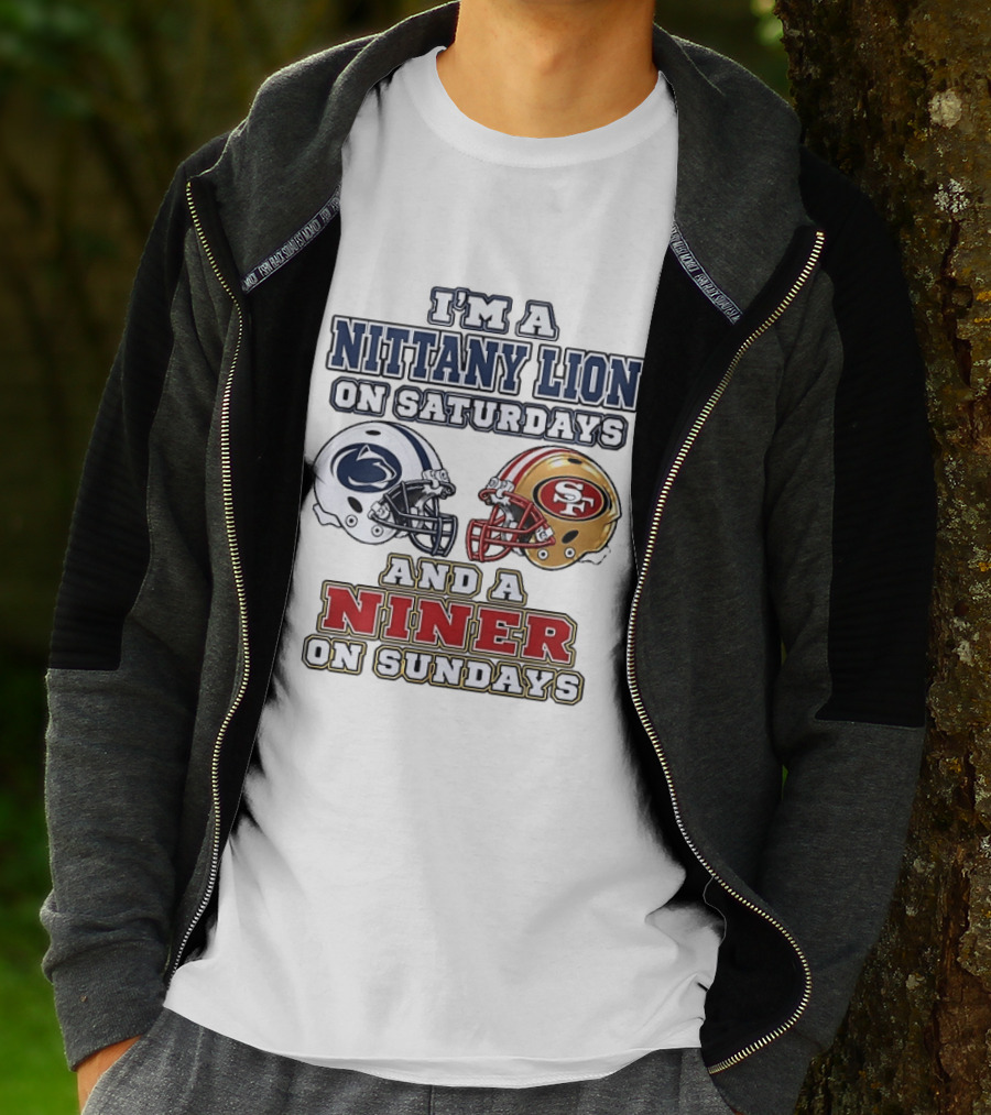 I'm A Nittany Lion On Saturdays And A Niner On Sundays Football Helmets T-Shirt