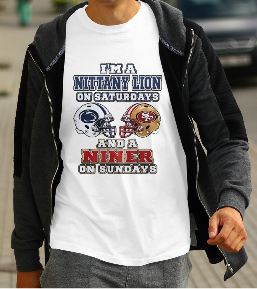 I'm A Nittany Lion On Saturdays And A Niner On Sundays Football Helmets T-Shirt