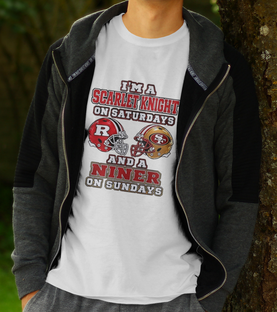 I'm A Scarlet Knight On Saturdays And A Niner On Sundays Football Helmets T-Shirt