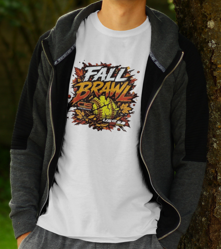 USSSA Fall Brawl Central Iowa Sports Tournament 2026 With Autumn Leaves And Softball T-Shirt