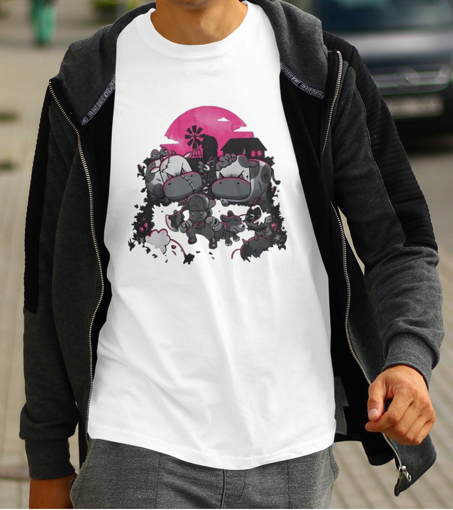 Zombie Farm Undead Creepy Cows Horror Scene T-Shirt