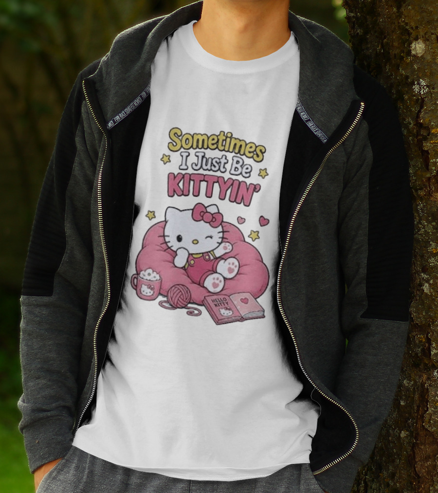 Hello Kitty Sometimes I Just Be Kittyin' Relaxing With Stars And Cozy T-Shirt