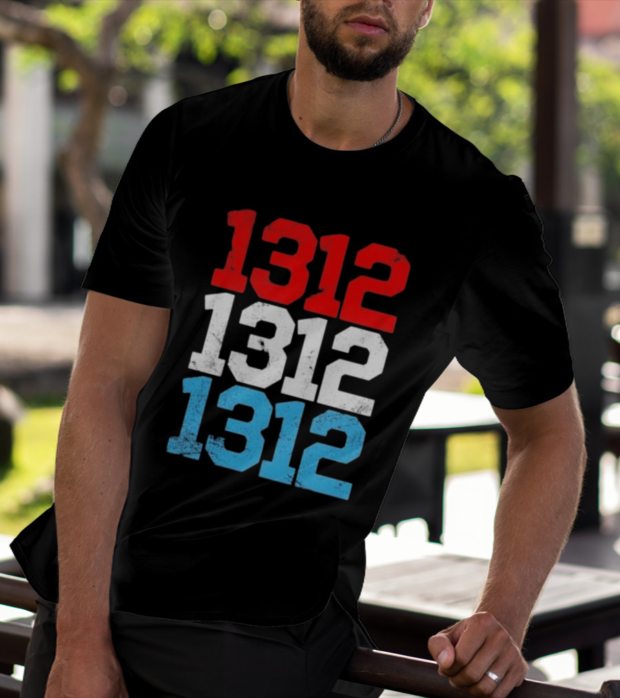 1312 ACAB Distressed Protest Red White Blue Stacked T-Shirt