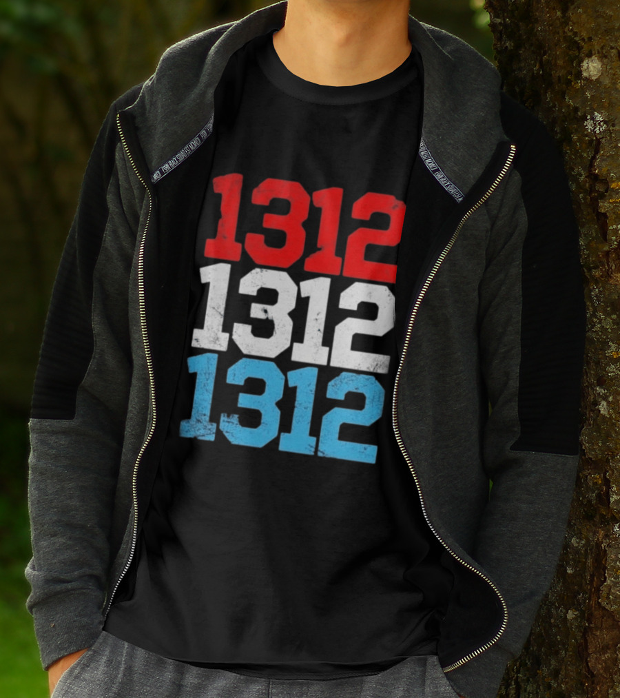 1312 ACAB Distressed Protest Red White Blue Stacked T-Shirt