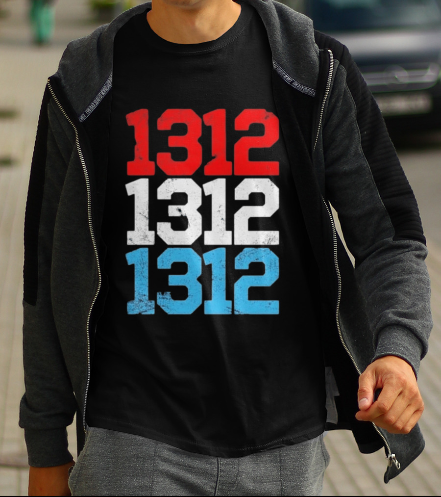1312 ACAB Distressed Protest Red White Blue Stacked T-Shirt