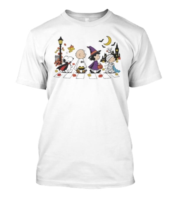 Peanuts Characters Halloween Abbey Road 2026 With Snoopy Charlie Brown Woodstock T-Shirt