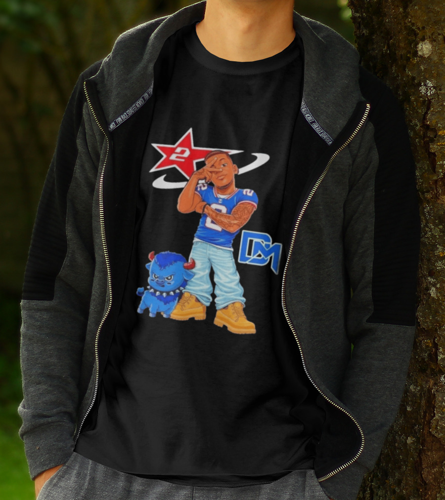 DJ Moore No 2 Buffalo Bills Cartoon Player With Buffalo And Red Star T-Shirt