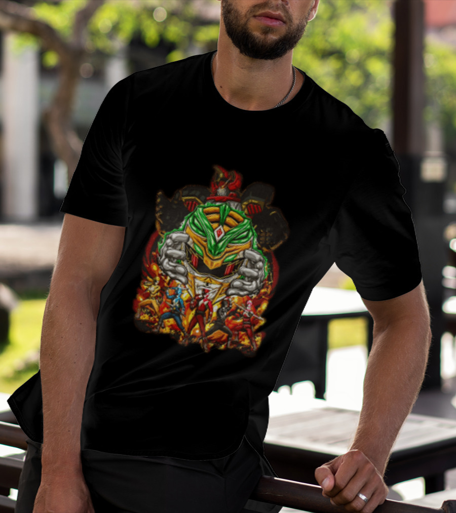 Mighty Morphin Power Rangers Green Ranger Red Ranger Megazord Characters T-Shirt