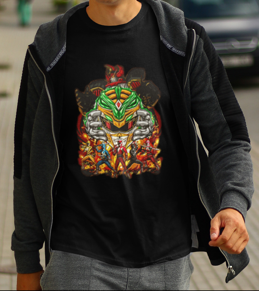 Mighty Morphin Power Rangers Green Ranger Red Ranger Megazord Characters T-Shirt