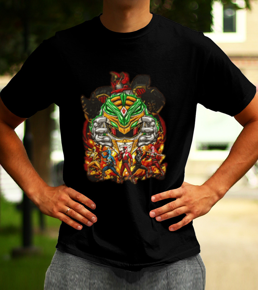 Mighty Morphin Power Rangers Green Ranger Red Ranger Megazord Characters T-Shirt