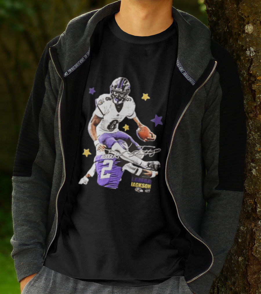 Lamar Jackson Baltimore Ravens Stars Rodgers 2 NFL T-Shirt