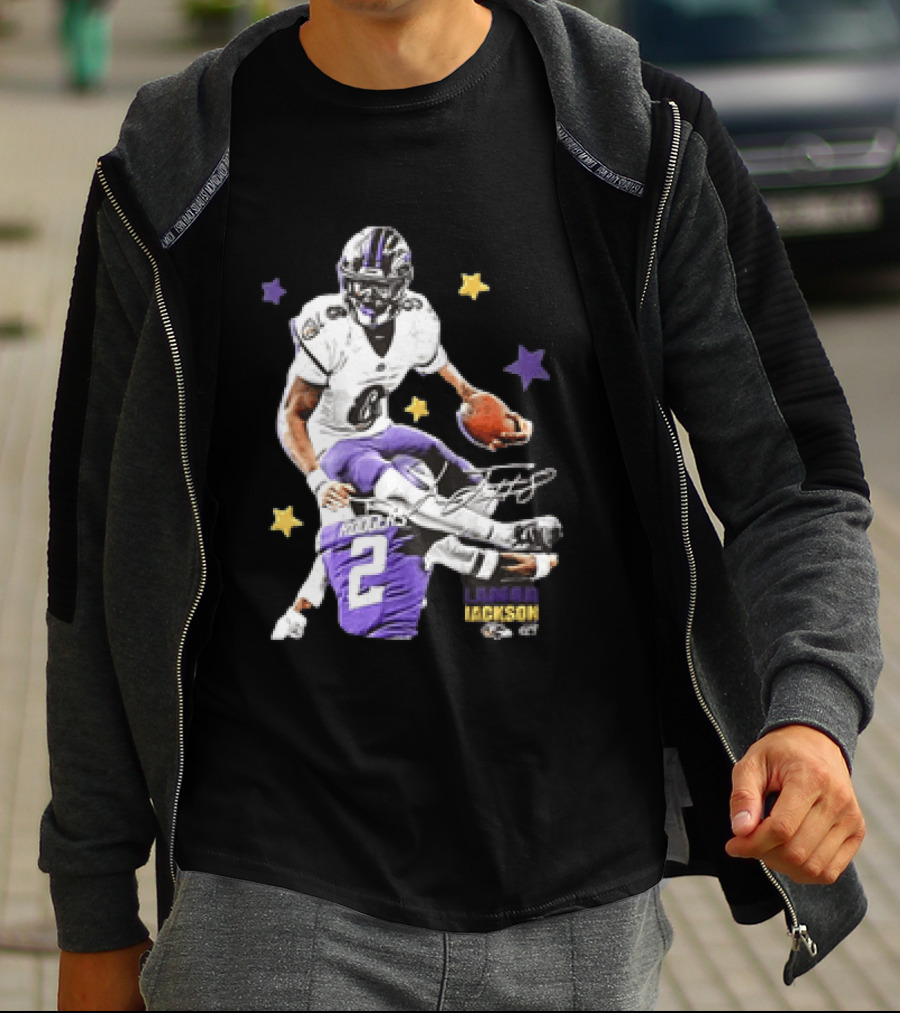 Lamar Jackson Baltimore Ravens Stars Rodgers 2 NFL T-Shirt