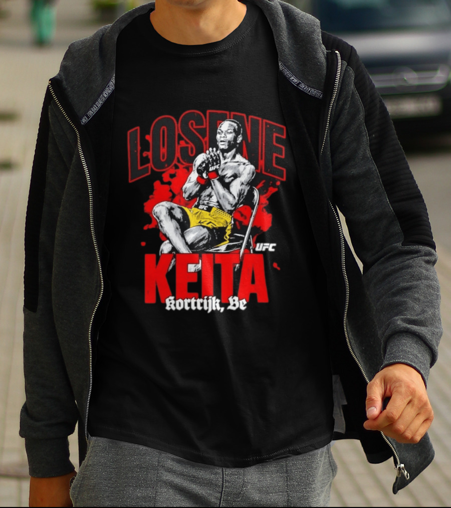 Losene Keita UFC Kortrijk Be MMA Fighter Pose In Bold Red And Yellow T-Shirt