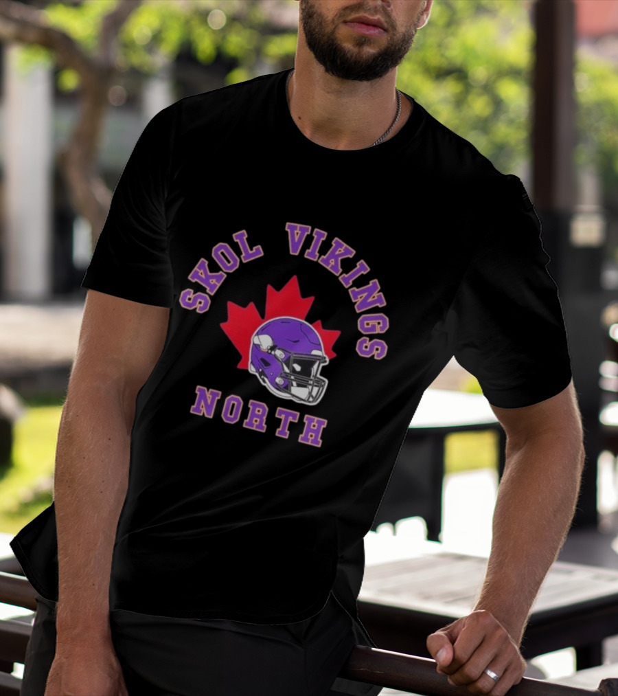 Skol Vikings North Canada 2026 Football Helmet Red Maple Leaf T-Shirt