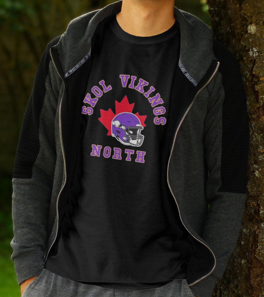 Skol Vikings North Canada 2026 Football Helmet Red Maple Leaf T-Shirt