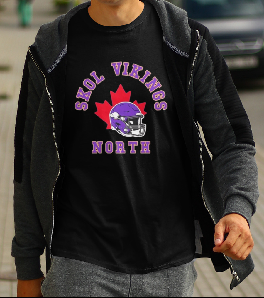 Skol Vikings North Canada 2026 Football Helmet Red Maple Leaf T-Shirt