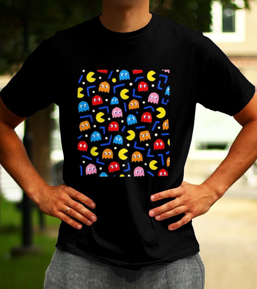 Pac Man Arcade Video Game Ghosts And Dots T-Shirt
