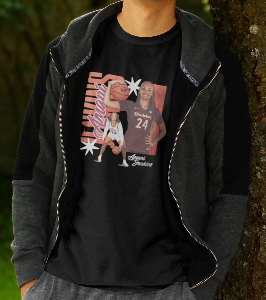 Amani Jenkins Blacksburg 24 VT Basketball Player Starburst T-Shirt