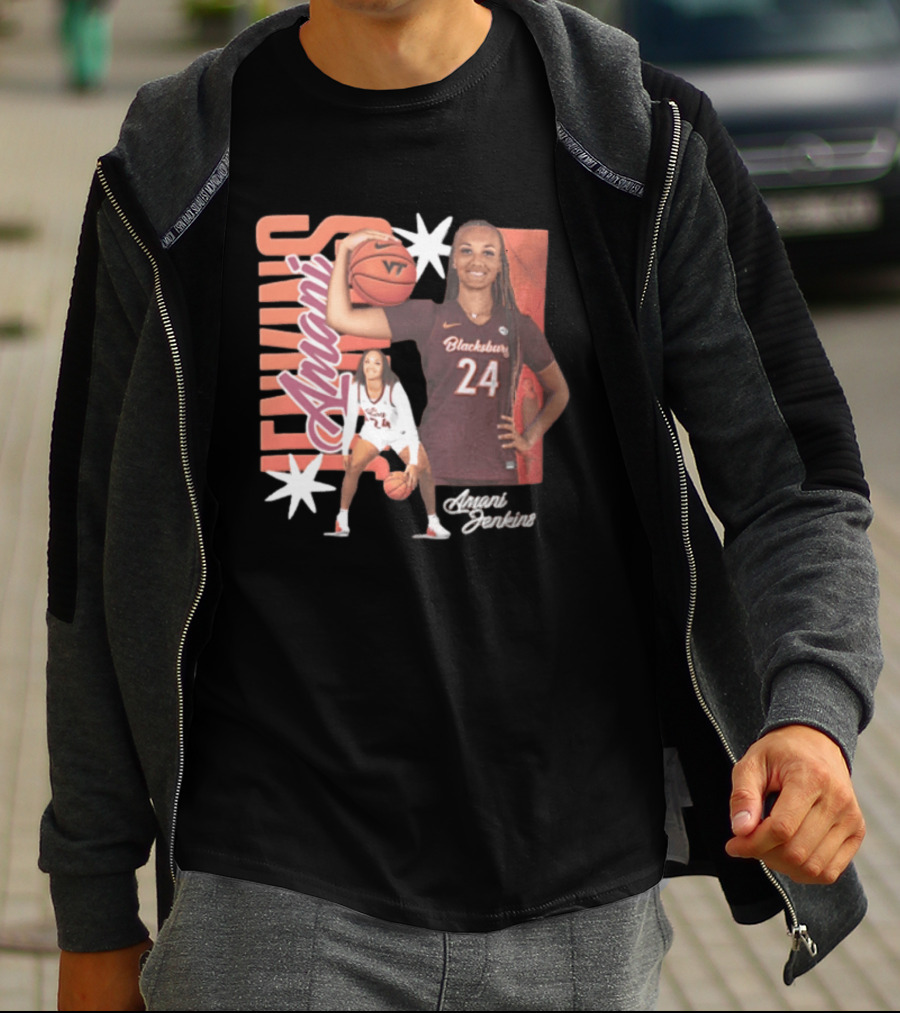 Amani Jenkins Blacksburg 24 VT Basketball Player Starburst T-Shirt