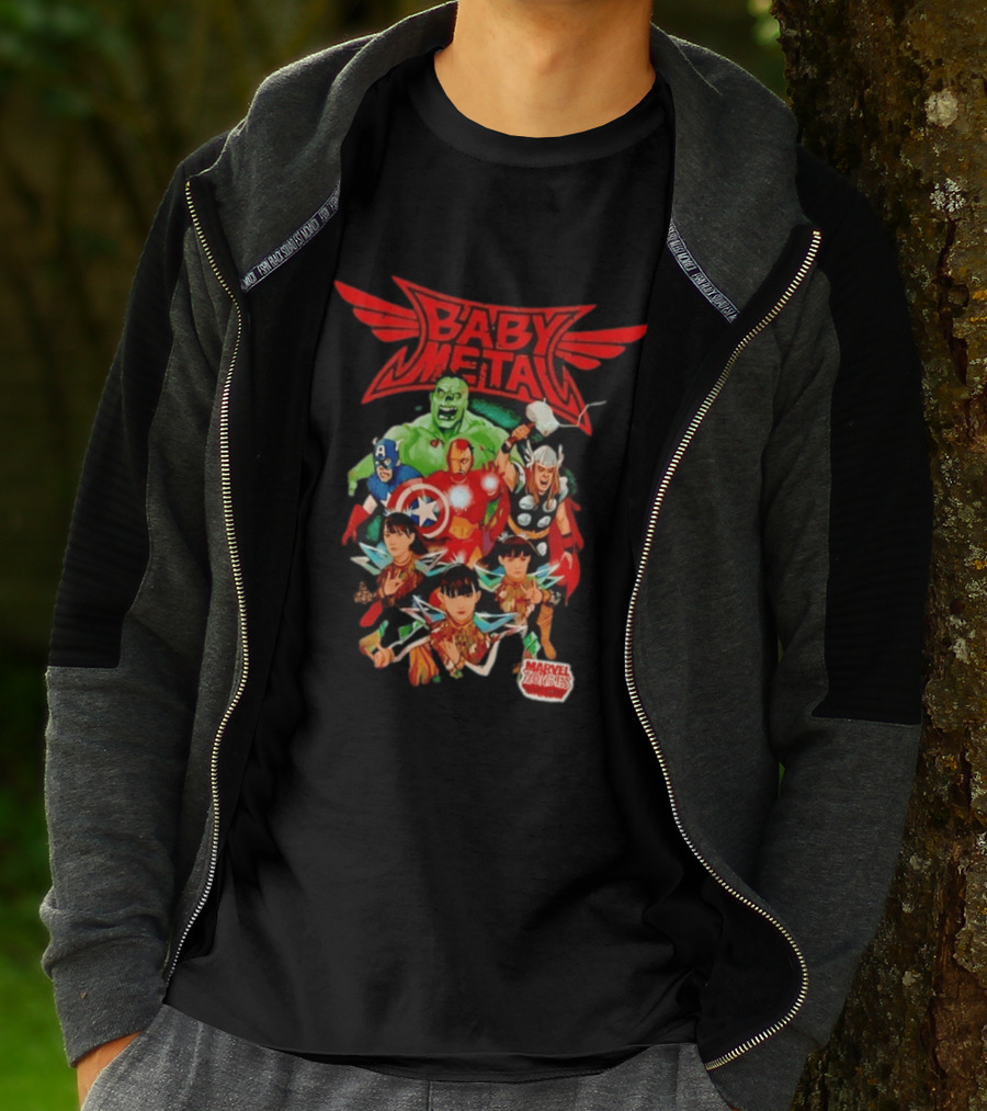 Babymetal X Marvel Zombies Avengers Collaboration May 2012 Heavy Metal T-Shirt