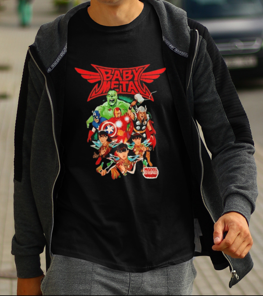 Babymetal X Marvel Zombies Avengers Collaboration May 2012 Heavy Metal T-Shirt