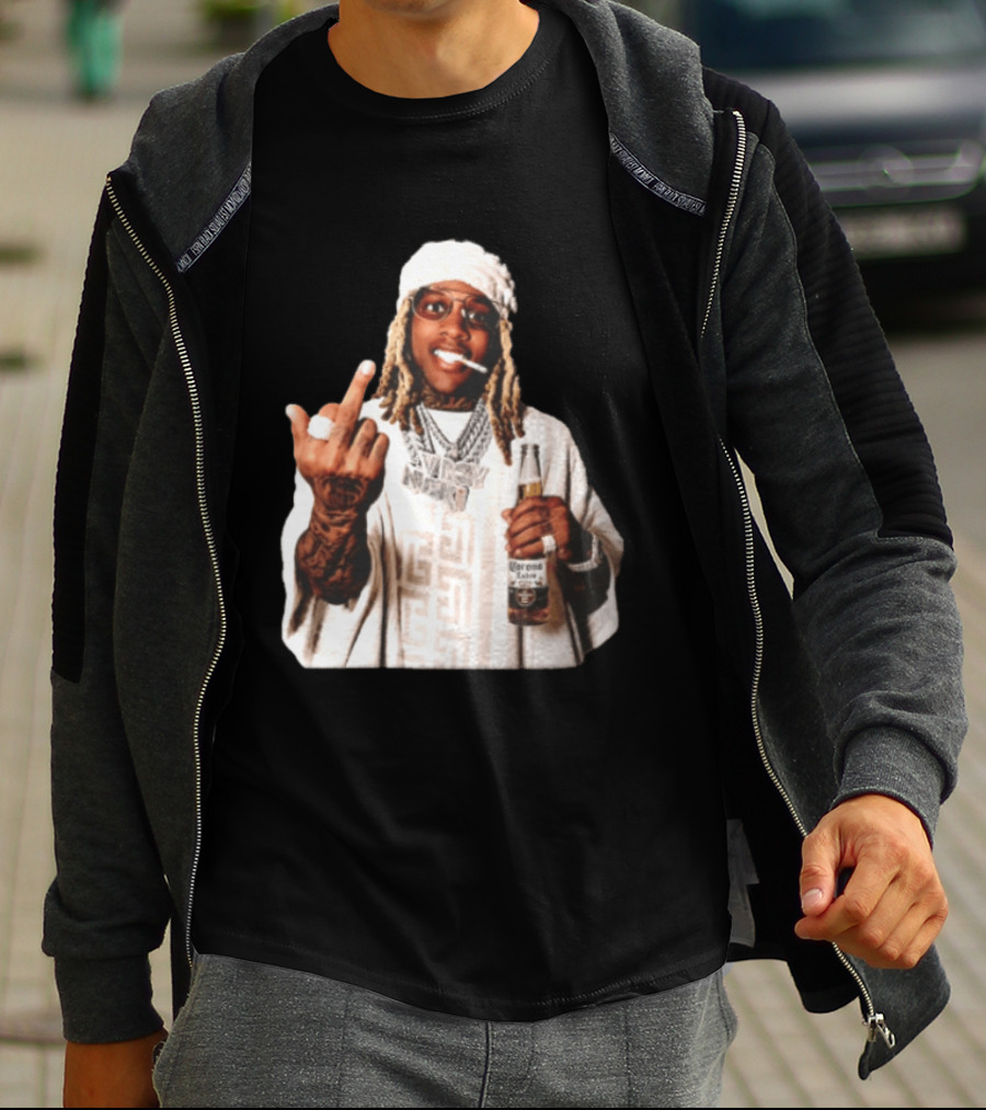 Lil Durk Only The Family Vroy Nick Corona Extra Beer Smoking Middle Finger T-Shirt