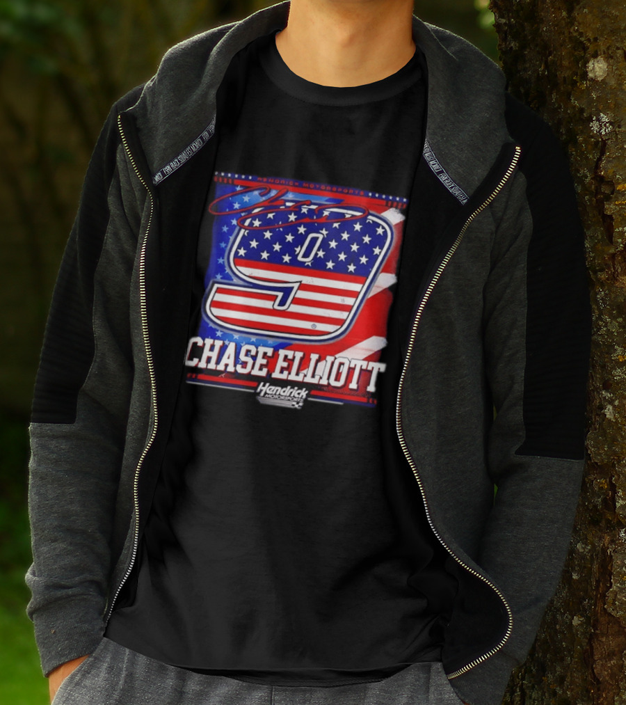 Chase Elliott 9 Hendrick Motorsports American Flag Racing T-Shirt