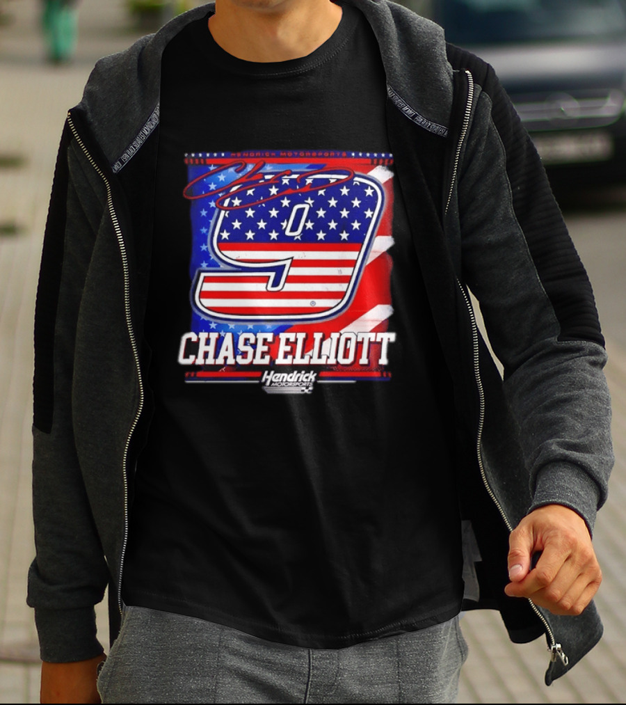 Chase Elliott 9 Hendrick Motorsports American Flag Racing T-Shirt
