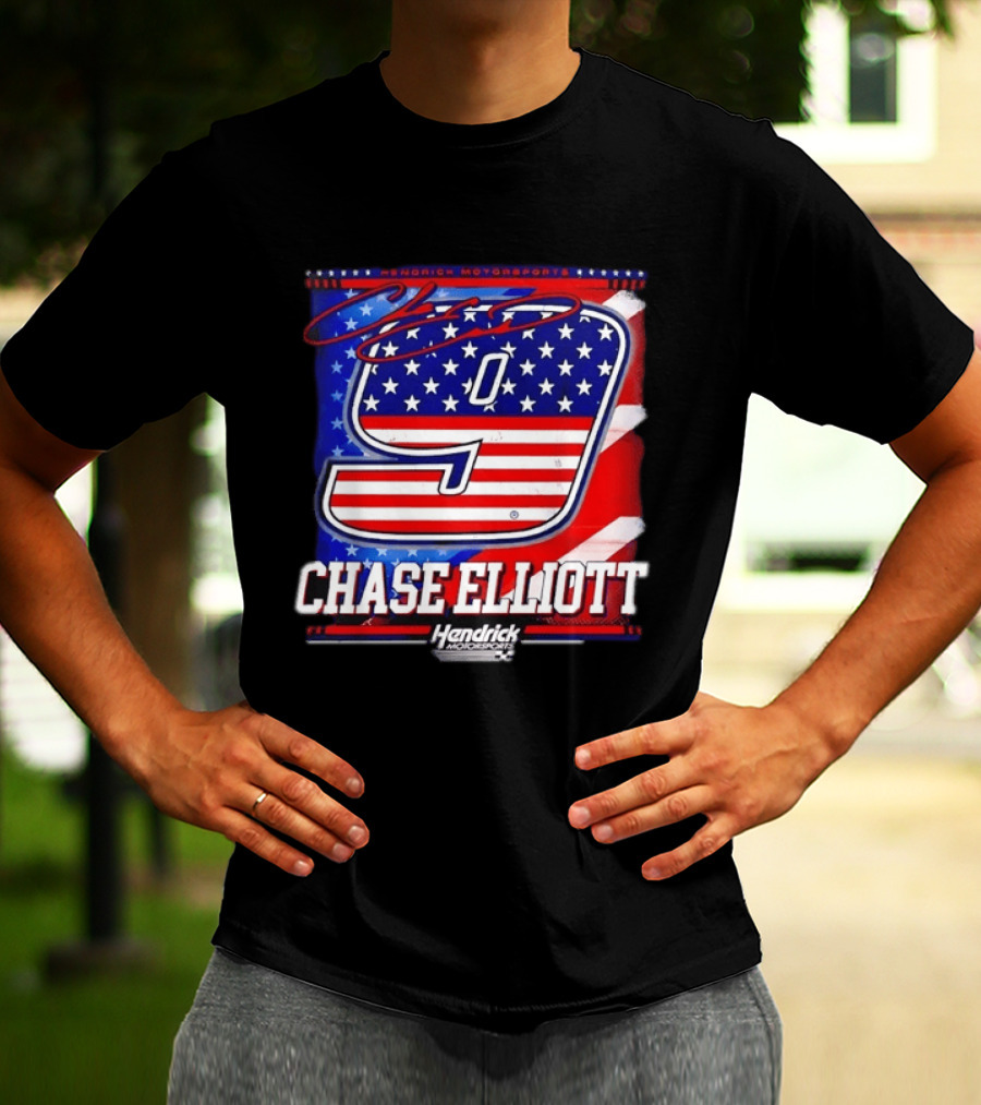 Chase Elliott 9 Hendrick Motorsports American Flag Racing T-Shirt
