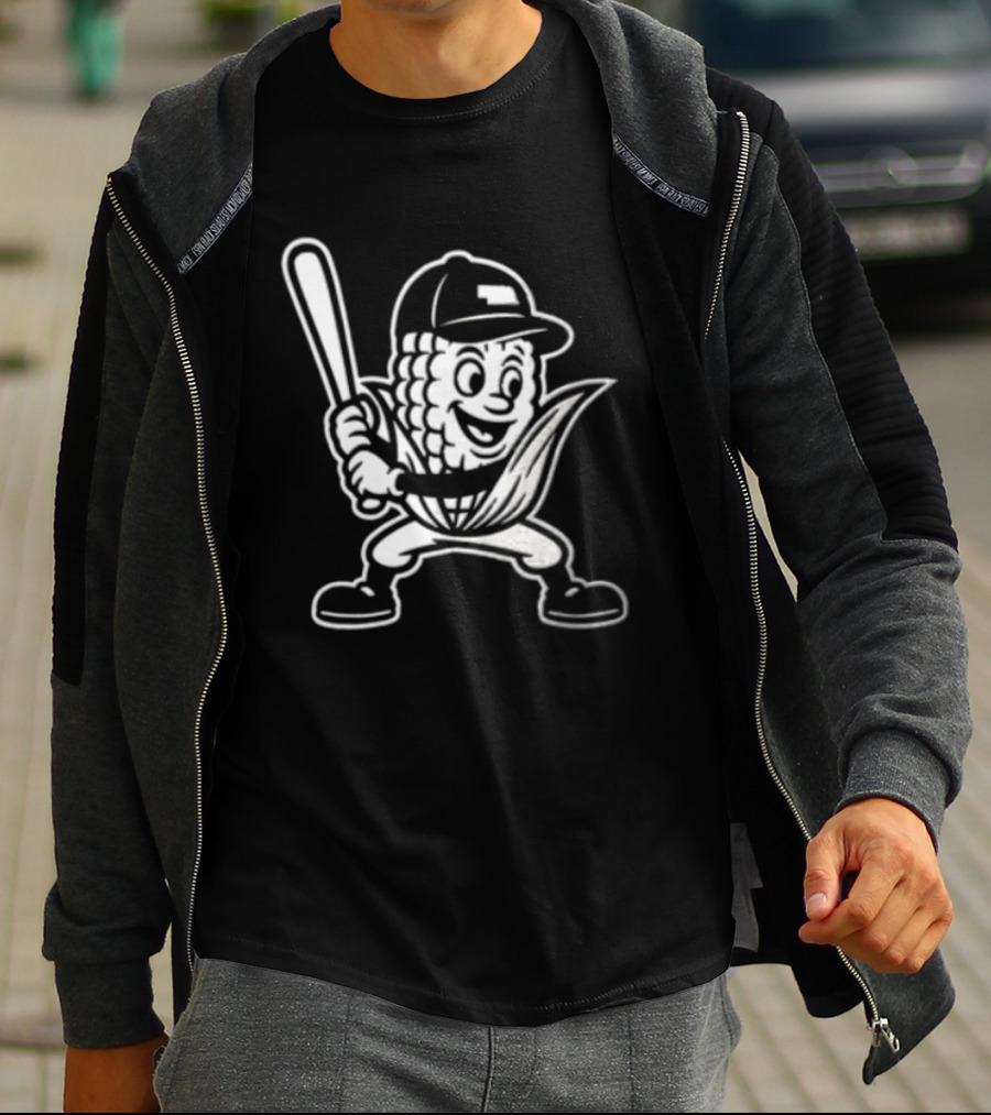 Cornhusker Nebraska Cornhuskers Baseball Mascot With Bat T-Shirt