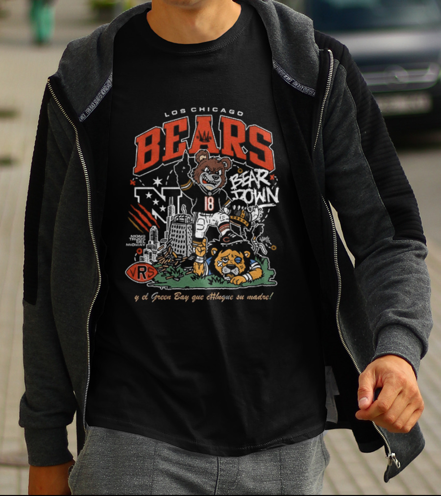 Los Chicago Bears Bear Down Beat Vikings Lions Green Bay Que Chinguen Su Madre T-Shirt