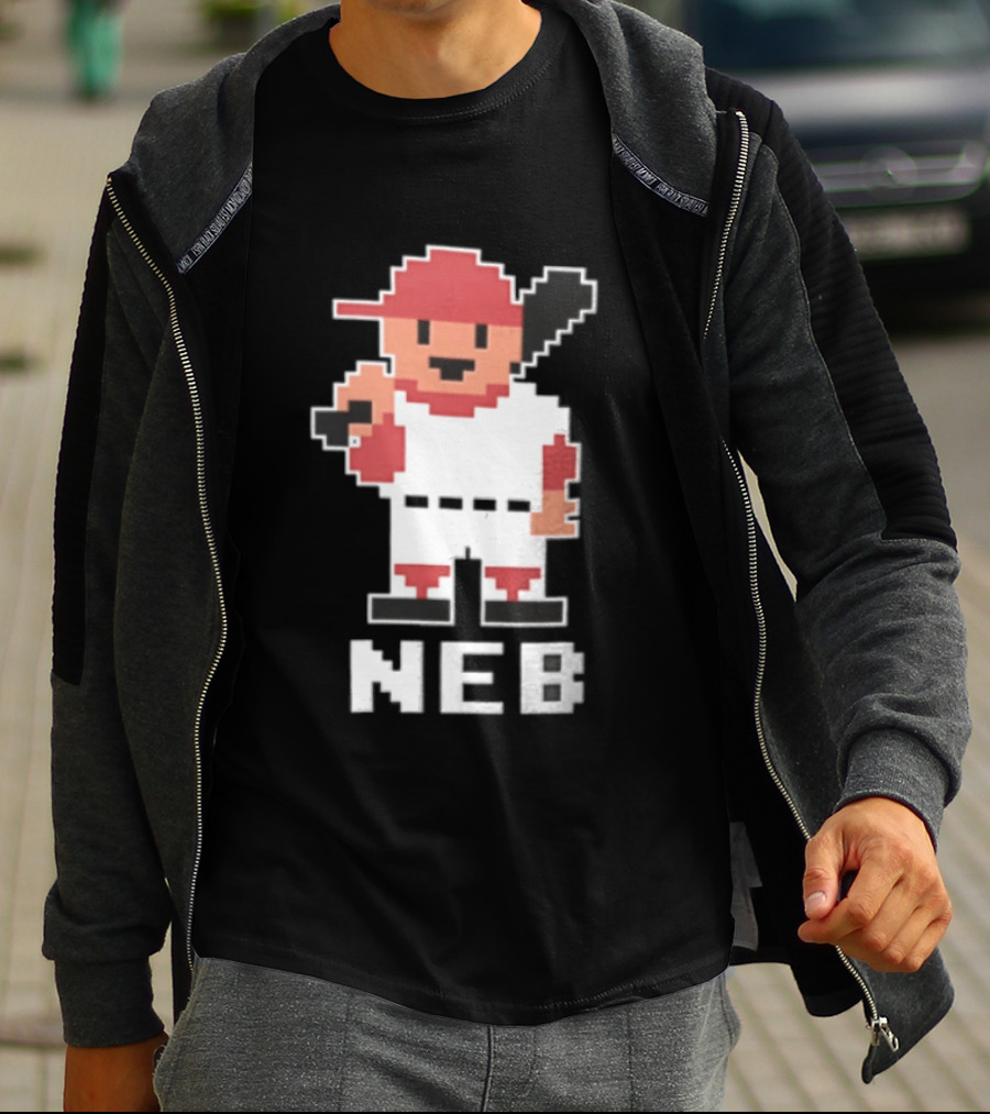 Nebraska Cornhuskers 8 Bit Baseball Player NEB T-Shirt