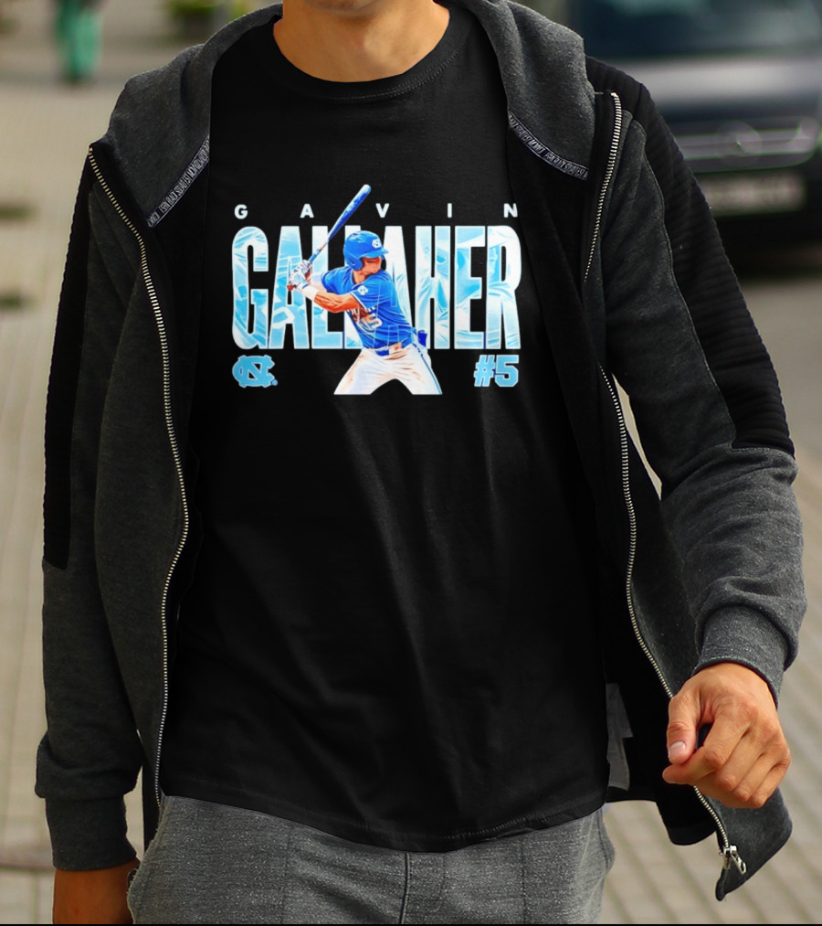 Gavin Gallaher #5 University Of North Carolina Tar Heels NCAA Baseball Player T-Shirt