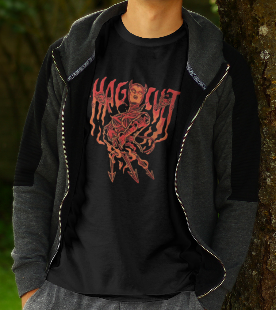Hag Cult Demon Girl Trident Hellfire Occult T-Shirt