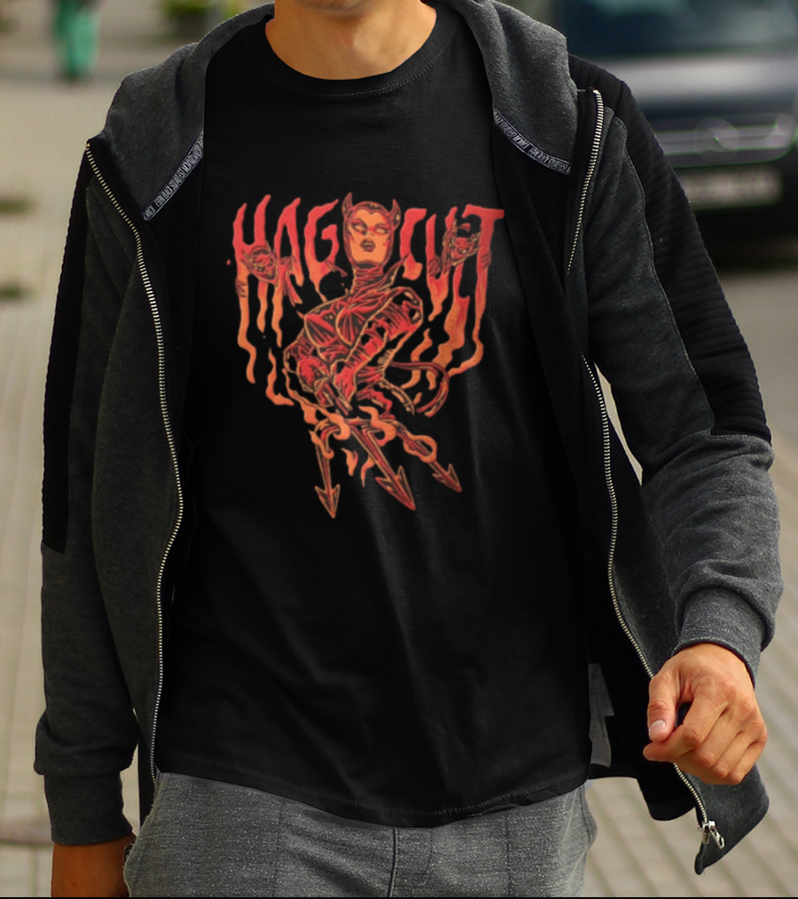 Hag Cult Demon Girl Trident Hellfire Occult T-Shirt