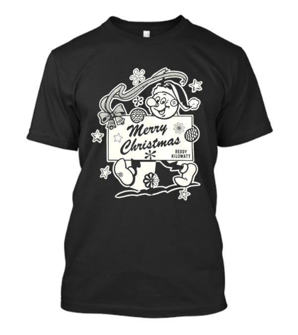 Reddy Kilowatt Merry Christmas Holiday Print Concept With Snowflakes T-Shirt