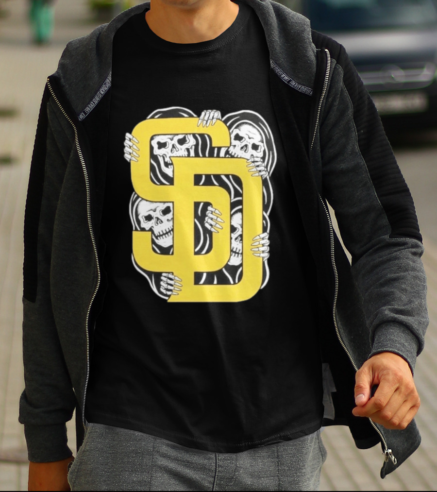 San Diego Padres SD Yellow Grim Reaper Skeletons T-Shirt