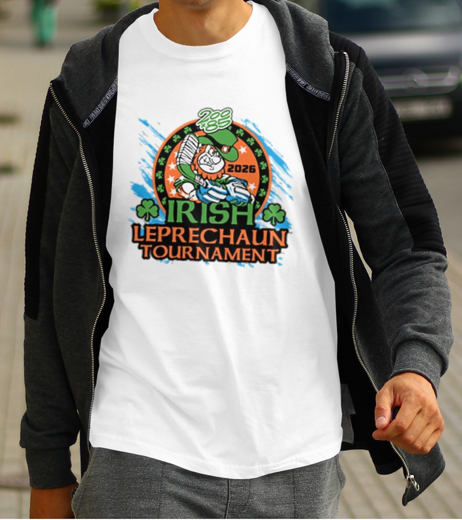 Irish Leprechaun Tournament 2026 Clover Emblem And Green Hat Celebration T-Shirt