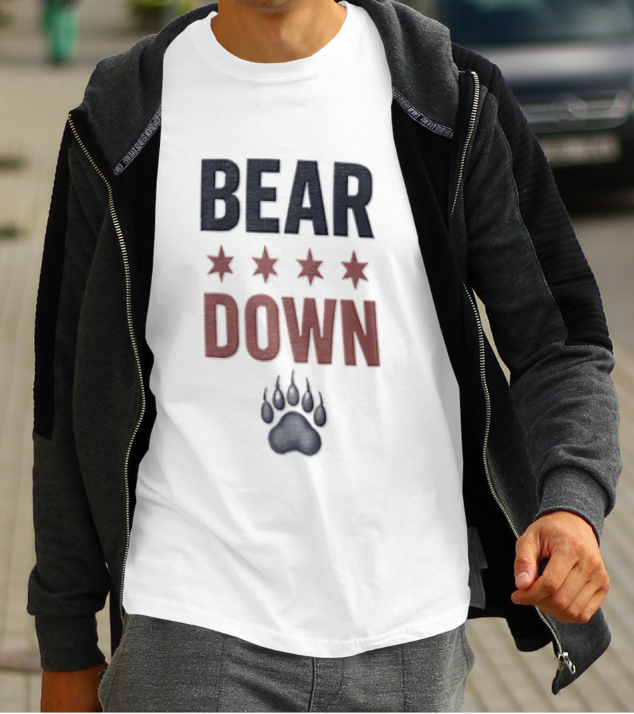 Chicago Bears Bear Down Four Stars Paw Football Team T-Shirt