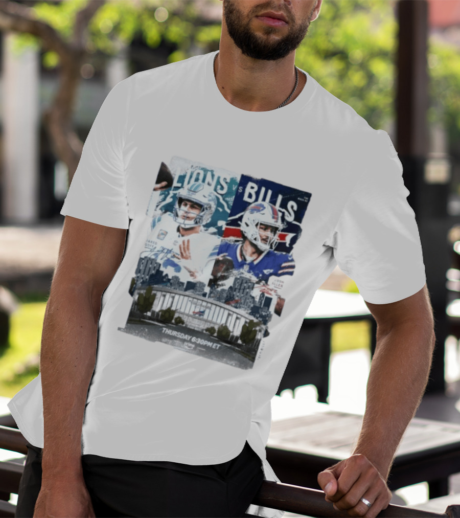 Jared Goff Detroit Lions Vs Josh Allen Buffalo Bills Thursday Night Football Week 02 6:30 PM ET T-Shirt
