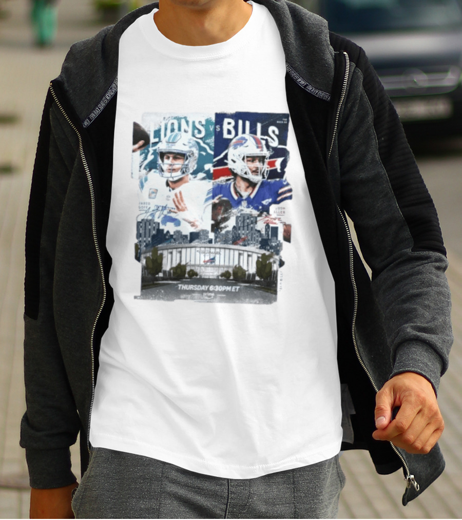Jared Goff Detroit Lions Vs Josh Allen Buffalo Bills Thursday Night Football Week 02 6:30 PM ET T-Shirt