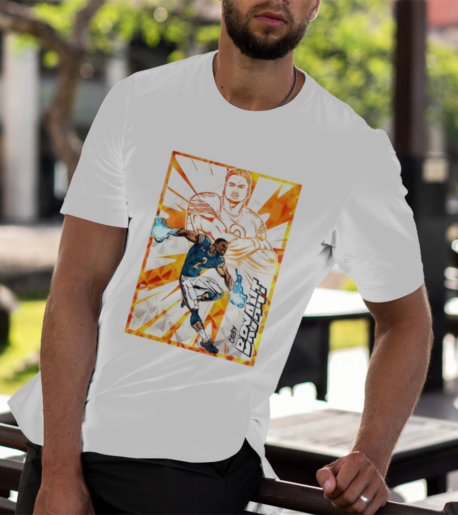 Coby Bryant Seattle Seahawks Football Card Dynamic Illustration With Chicago Bears T-Shirt