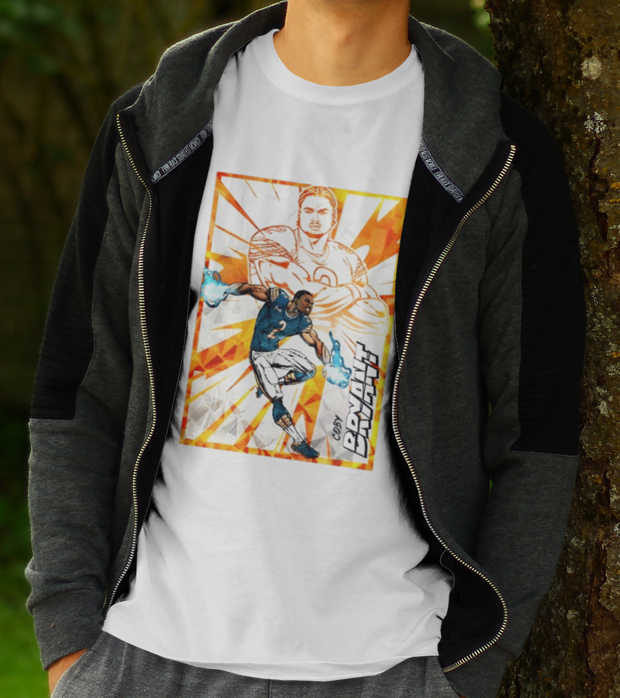 Coby Bryant Seattle Seahawks Football Card Dynamic Illustration With Chicago Bears T-Shirt
