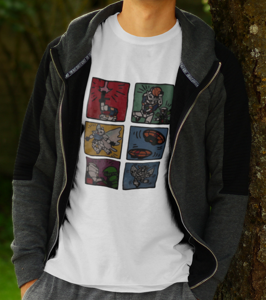 Keith Haring Japanese Mecha Robot Comic Panels Pop Cartoon T-Shirt